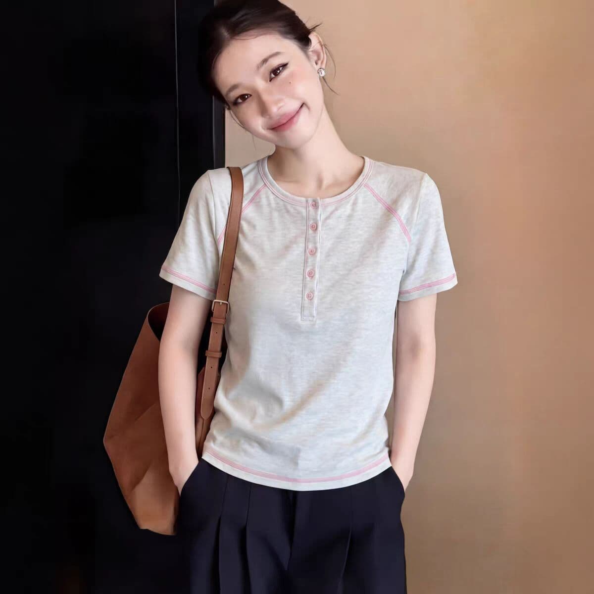 40 면 1 1 오스트리아 세대 서울 220 그램 원본 명중 인터넷 솜씨 슈퍼 잘 생긴 회색 라운드 넥 반팔 상세 이미지 1