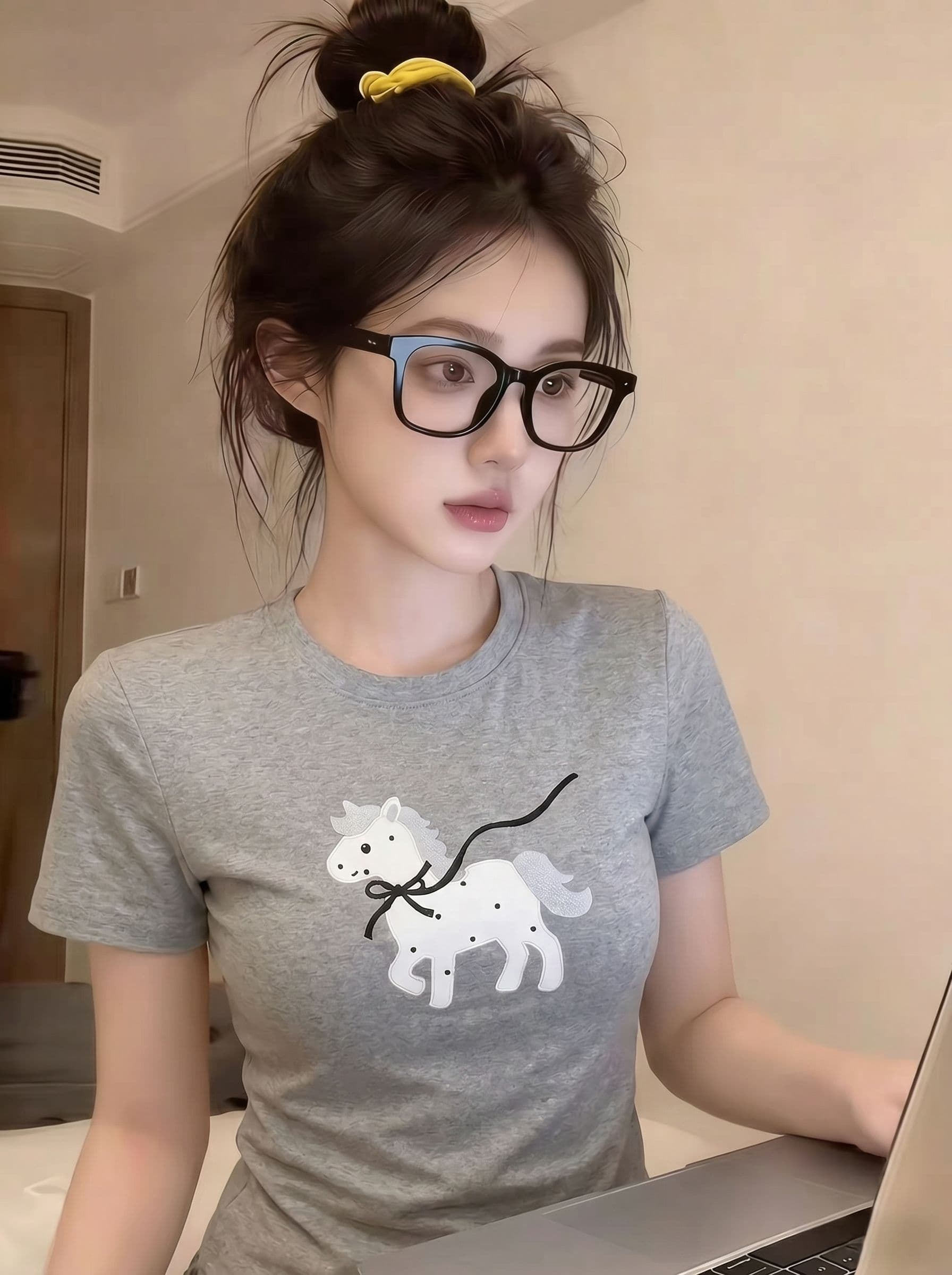 원본 패치 자수 네리 가게 천 이후 패키지 칼라 아메리칸 레트로 라운드 넥 작은 대중 연령 감소 맨위 이미지 4