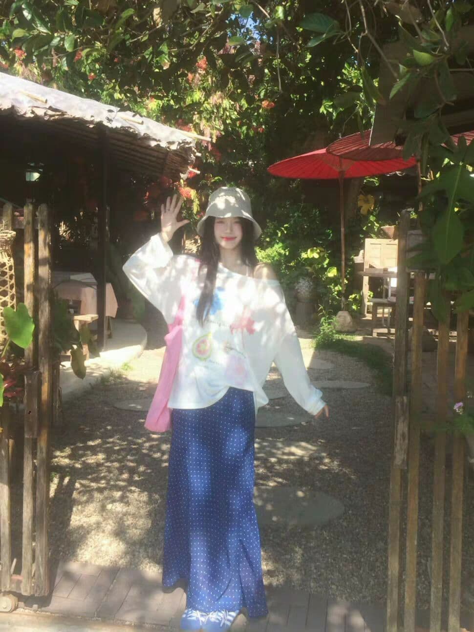 눈꽃 면 65 면 35 폴리에스터 165 그램 달콤함 도파민 작은 대중 자외선 차단 블라우스 티셔츠 여성 상세 이미지 4