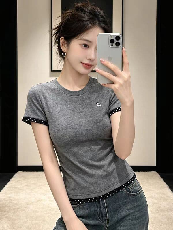 40 면 1 1 오스트리아 세대 서울 220 그램 자수 네리 가게 천 핫걸 도트 무늬 패치워크 반팔 이미지 3