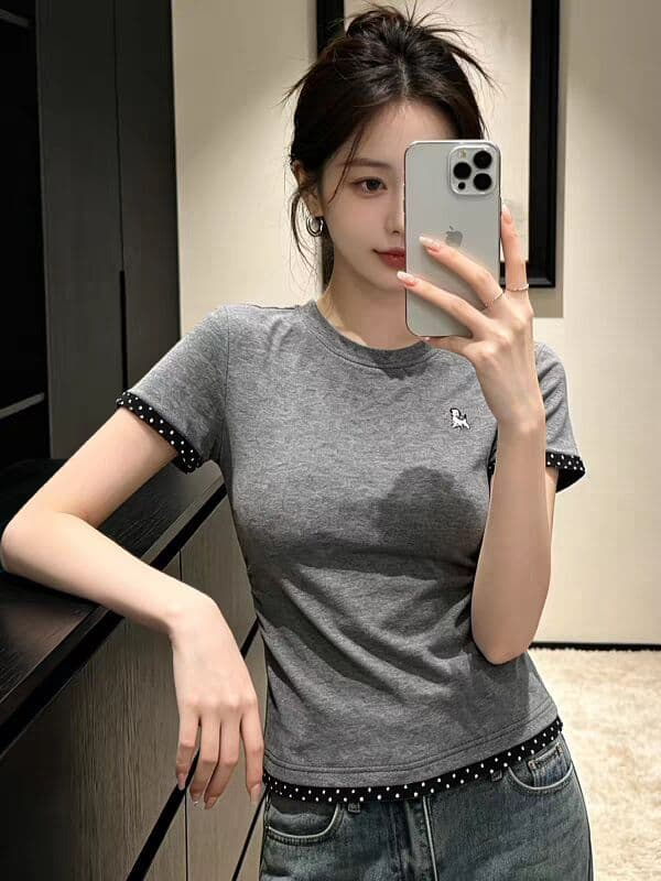 40 면 1 1 오스트리아 세대 서울 220 그램 자수 네리 가게 천 핫걸 도트 무늬 패치워크 반팔 이미지 4