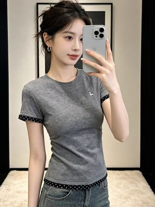 40 면 1 1 오스트리아 세대 서울 220 그램 자수 네리 가게 천 핫걸 도트 무늬 패치워크 반팔 상세 이미지 2