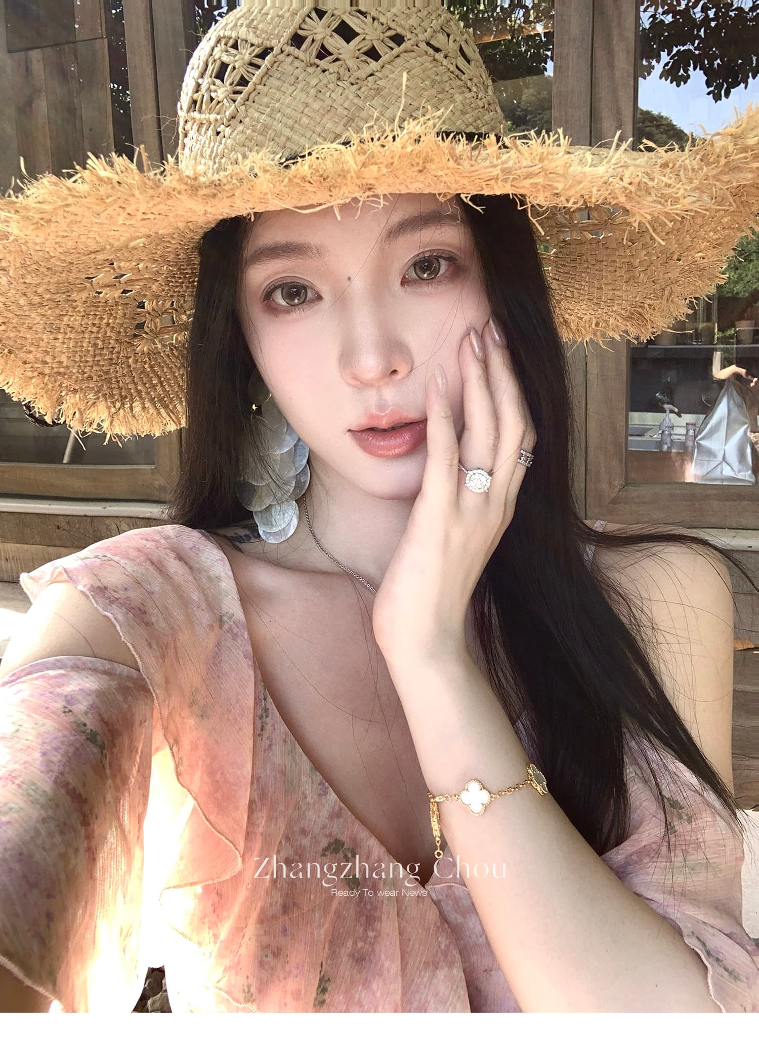 핑크색 꽃무늬 드레스 여름 여성 2026 새로운 차 휴식 프랑스식 고급 센스 불규칙 프릴 쉬폰 롱 스커트 상세 이미지 14
