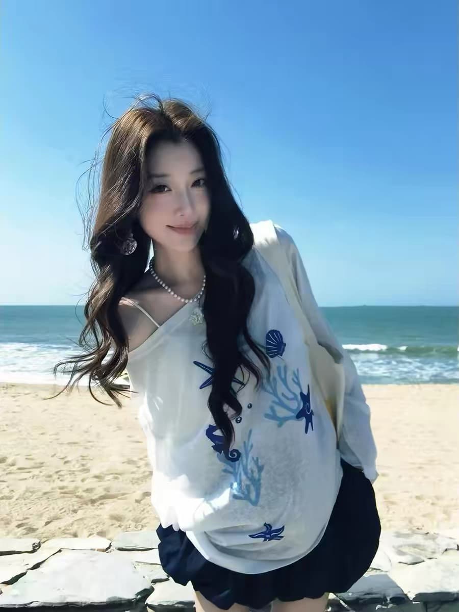 높은 품질 180 그램 아마 눈꽃 자외선 차단 기본 셔츠 블라우스 통기성 상세 이미지 2