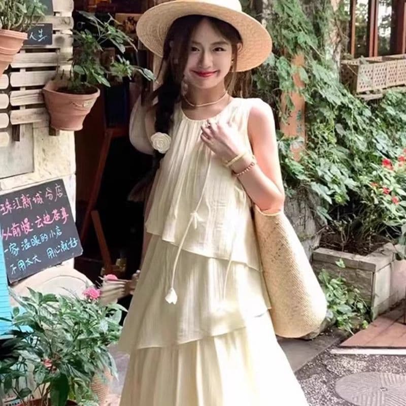 원본 것 있음 네리 한 부서 분위기 센스 착용 가져 가라. 출퇴근 품격 드레스 디자인 센스 민소매 조끼 롱 스커트
