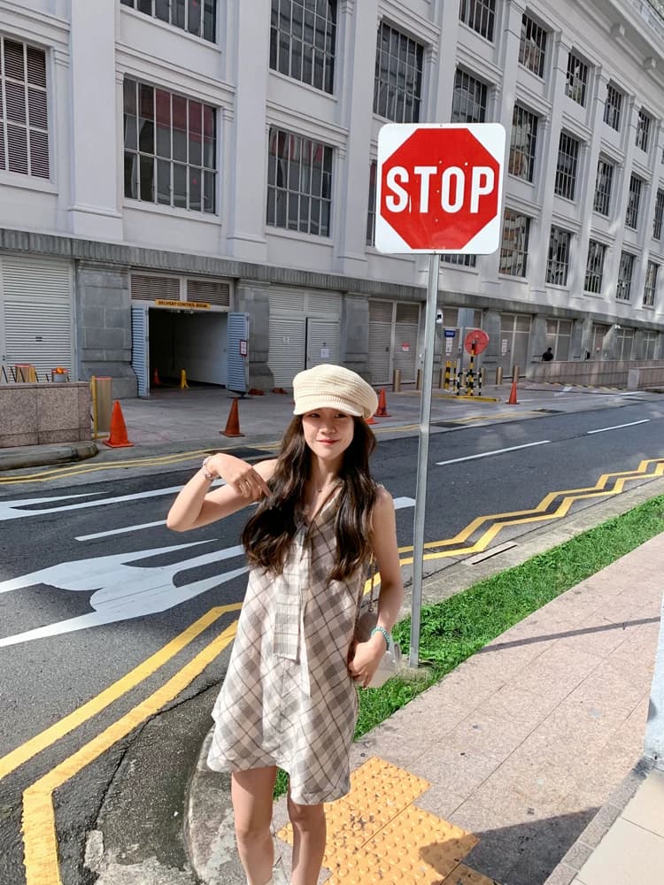 여름 새로운 프랑스식 민소매 체크무늬 행침 목 슬립 여성 드레스 작은 키 표지 배 슬림해 보이는 품격 조끼 스커트 상세 이미지 24