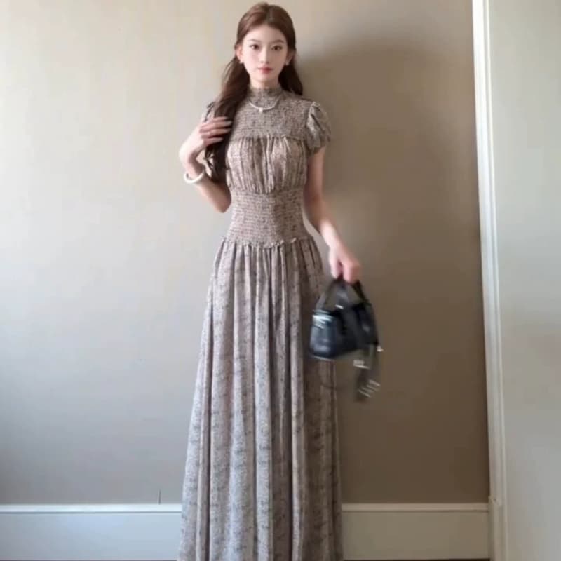 원본 것 있음 네리 초여름 자이언트 잘 생긴 꽃무늬 허리 수축 슬림해 보이는 품격 고급 센스 허리밴드 아름다운 롱 스커트