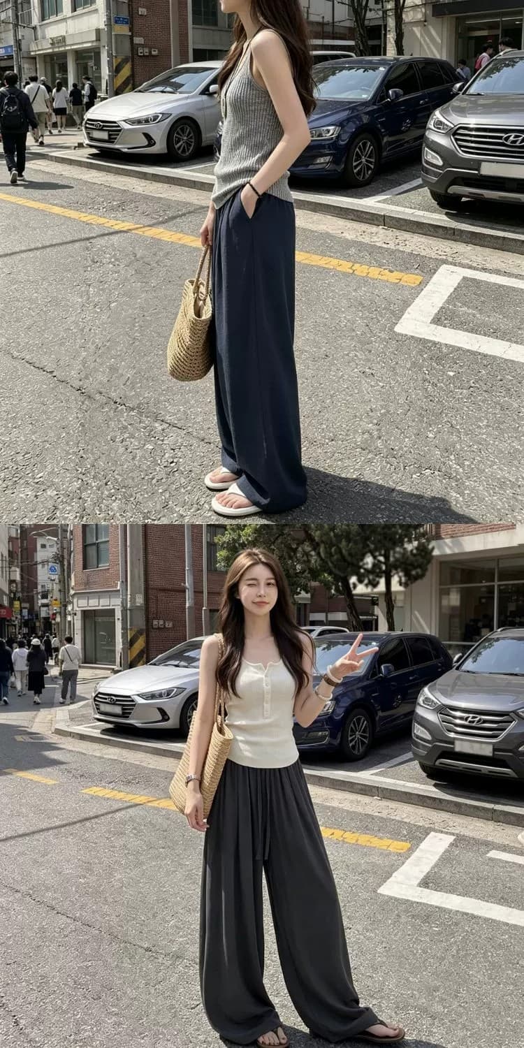 일본식 아마 모통이 칼 바지 여성 여름 얇은 스타일 하이웨이스트 도루 센스 오래된 돈 바람 지방 mm 빅 사이즈 자외선 차단 면 린넨 와이드 레그 팬츠 상세 이미지 6