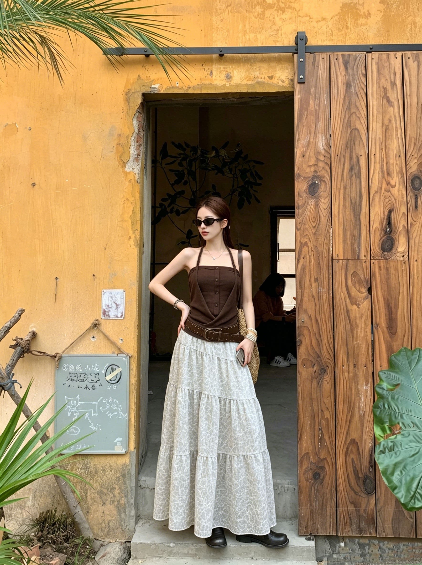 와 사고 방식 원본 품질 십자가 행침 목 스타일 튜브탑 조끼 여성 의류 여름 디자인 센스 슬립 맨위 상세 이미지 16