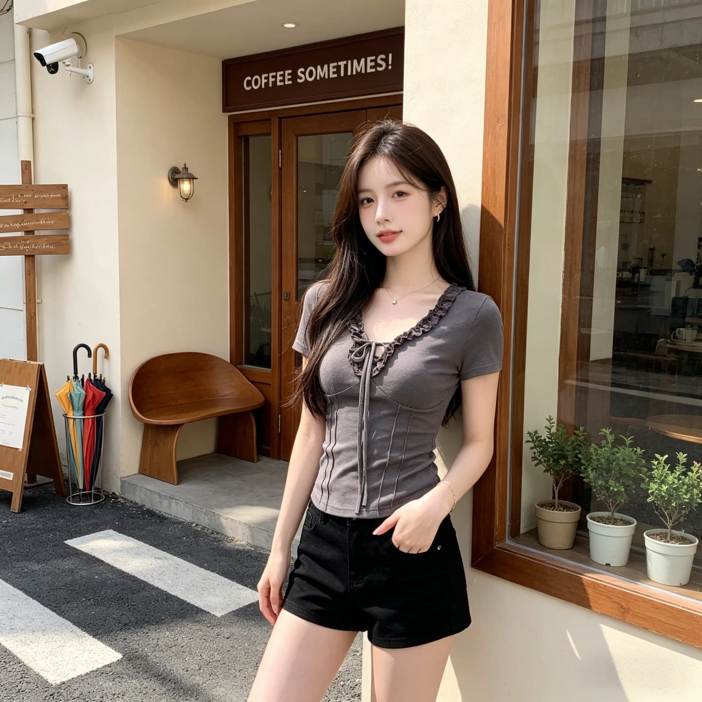 사람들 면 260 그램 레이스 레이스 리본 티셔츠 여성 2026 여름 핫걸 바람 타이트 디자인 센스 슬림해 보이는 맨위 상세 이미지 6