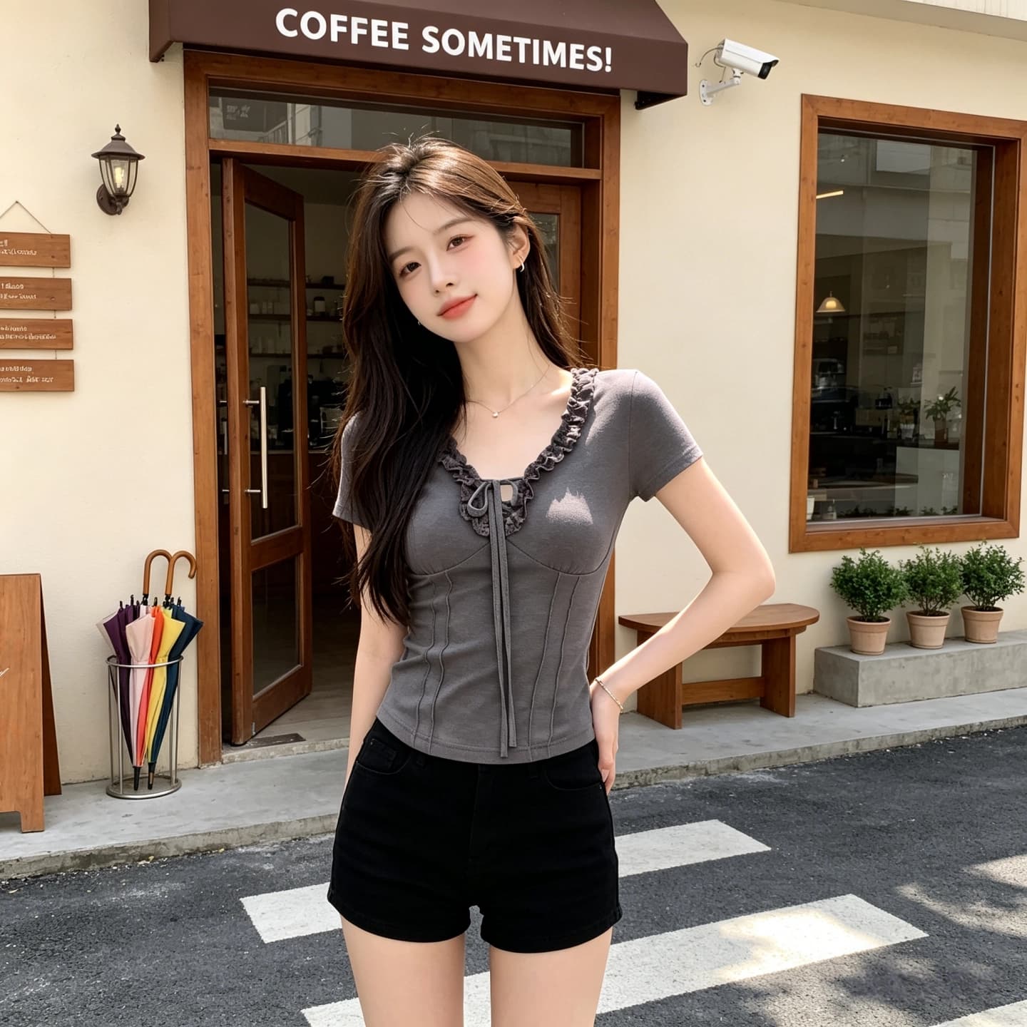 사람들 면 260 그램 레이스 레이스 리본 티셔츠 여성 2026 여름 핫걸 바람 타이트 디자인 센스 슬림해 보이는 맨위 상세 이미지 8