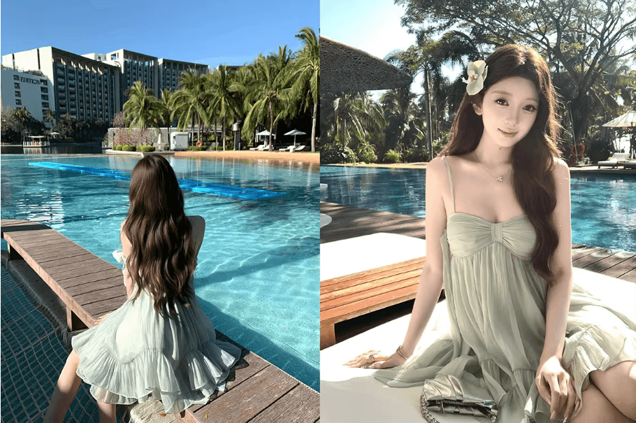 원본 것 있음 네리 프랑스식 슬립 무거운 작업 나비 매듭 프릴 요정 치마 해변가 착용 가져 가라. 슬림해 보이는 미니 스커트 상세 이미지 4