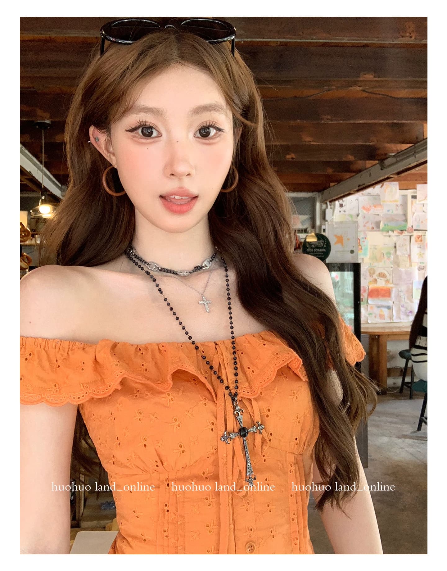 한여름 달콤한 오렌지색 활력 디스플레이 화이트 2026 여름 새로운 맨위 여성 프랑스식 프릴 칼라 몸매 가꾸기 셔츠 상세 이미지 13