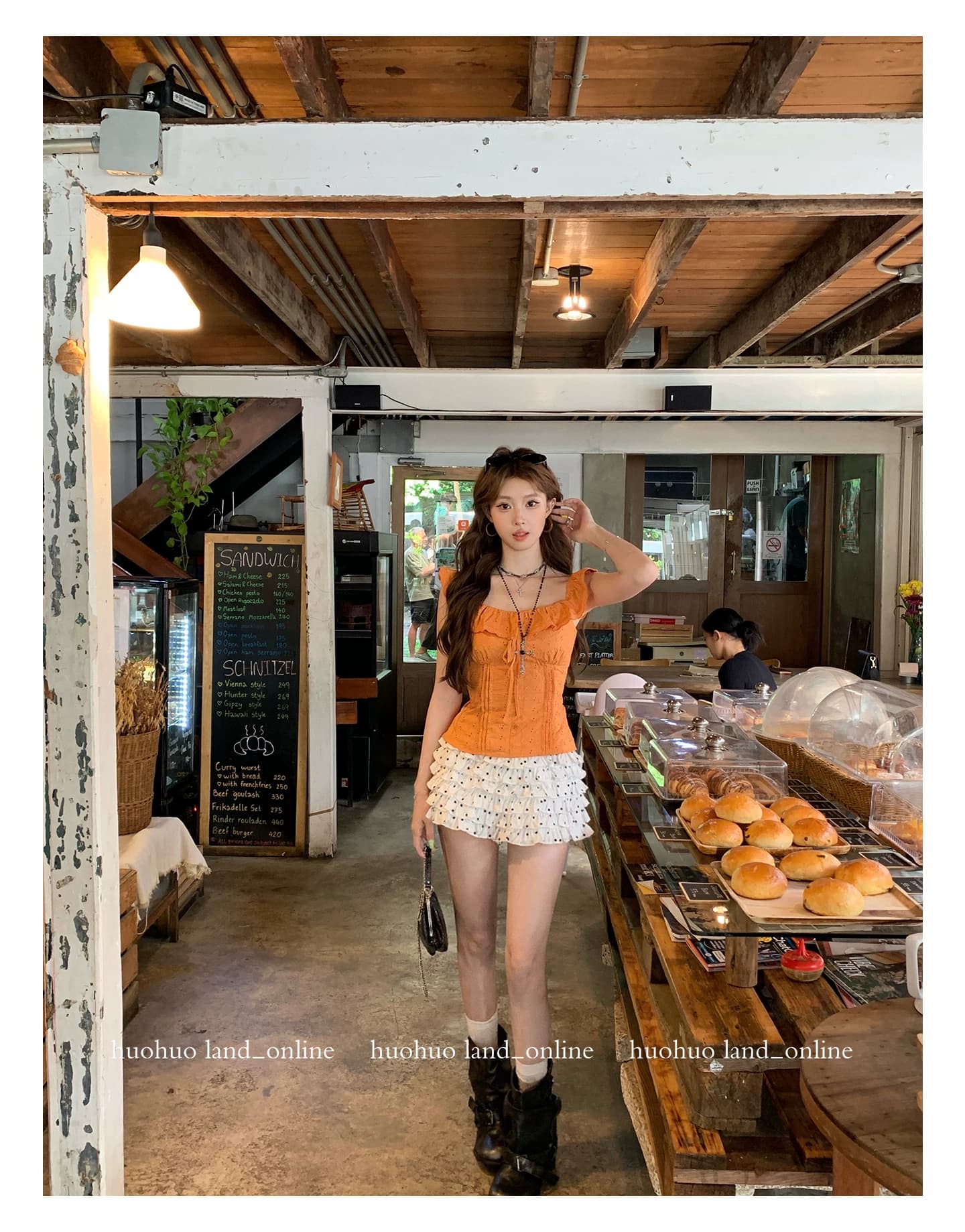 한여름 달콤한 오렌지색 활력 디스플레이 화이트 2026 여름 새로운 맨위 여성 프랑스식 프릴 칼라 몸매 가꾸기 셔츠 상세 이미지 34