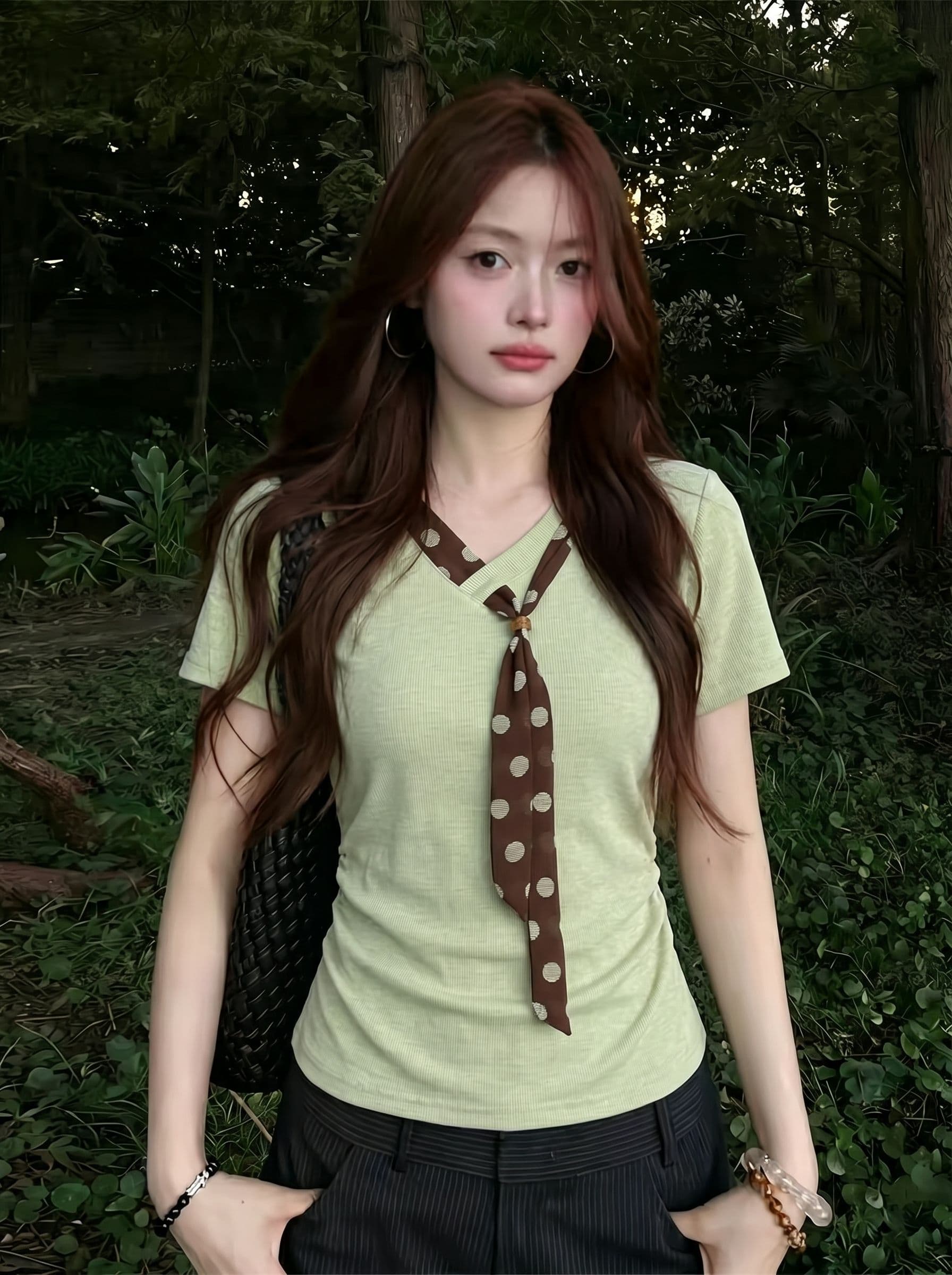 2 2 인 면 와 사고 방식 260 그램 여름 새로운 패션 다용도 몸매 가꾸기 슬림해 보이는 반팔 여성 상세 이미지 4