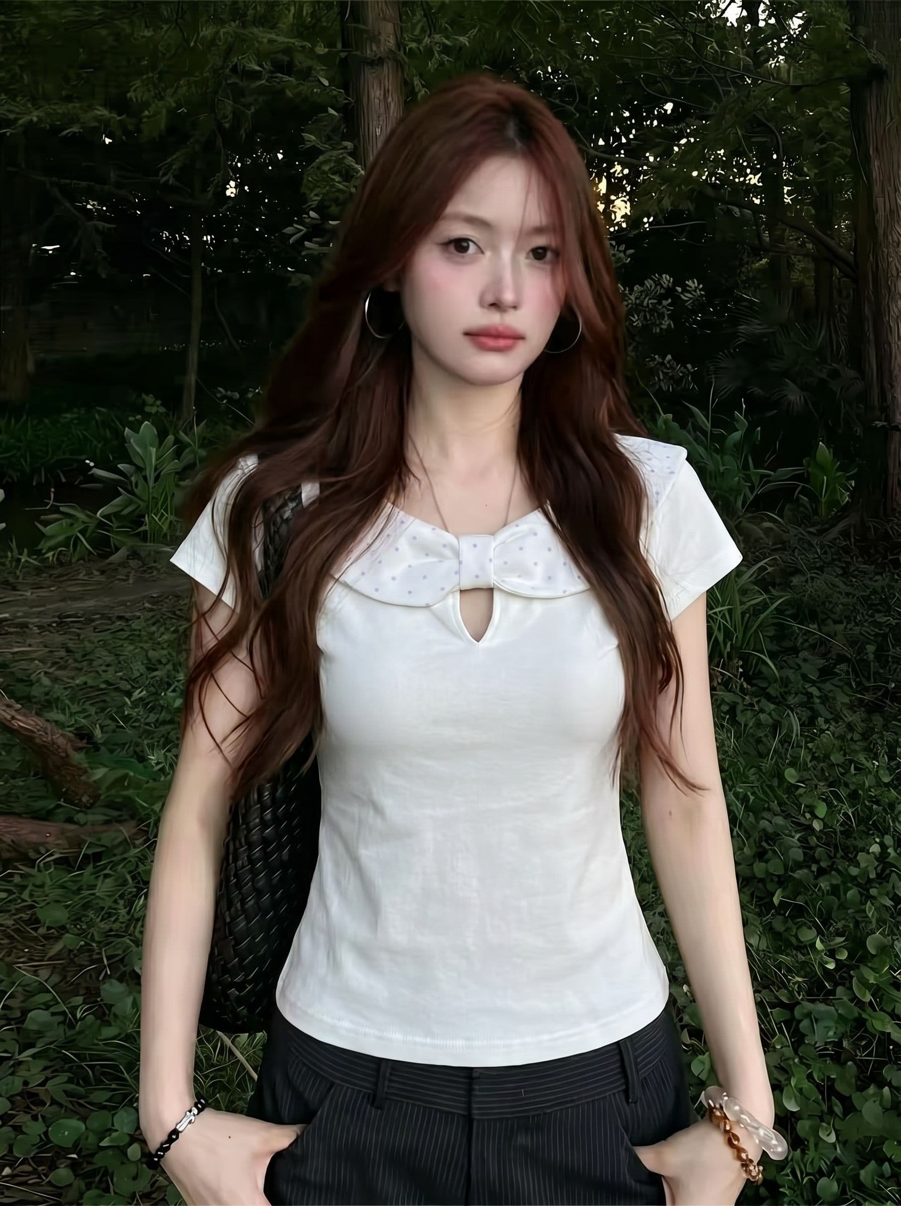 40 좋은 면 오스트리아 세대 서울 220 그램 한 부서 도트 무늬 베이비 칼라 반팔 여성 디자인 센스 맨위 상세 이미지 1