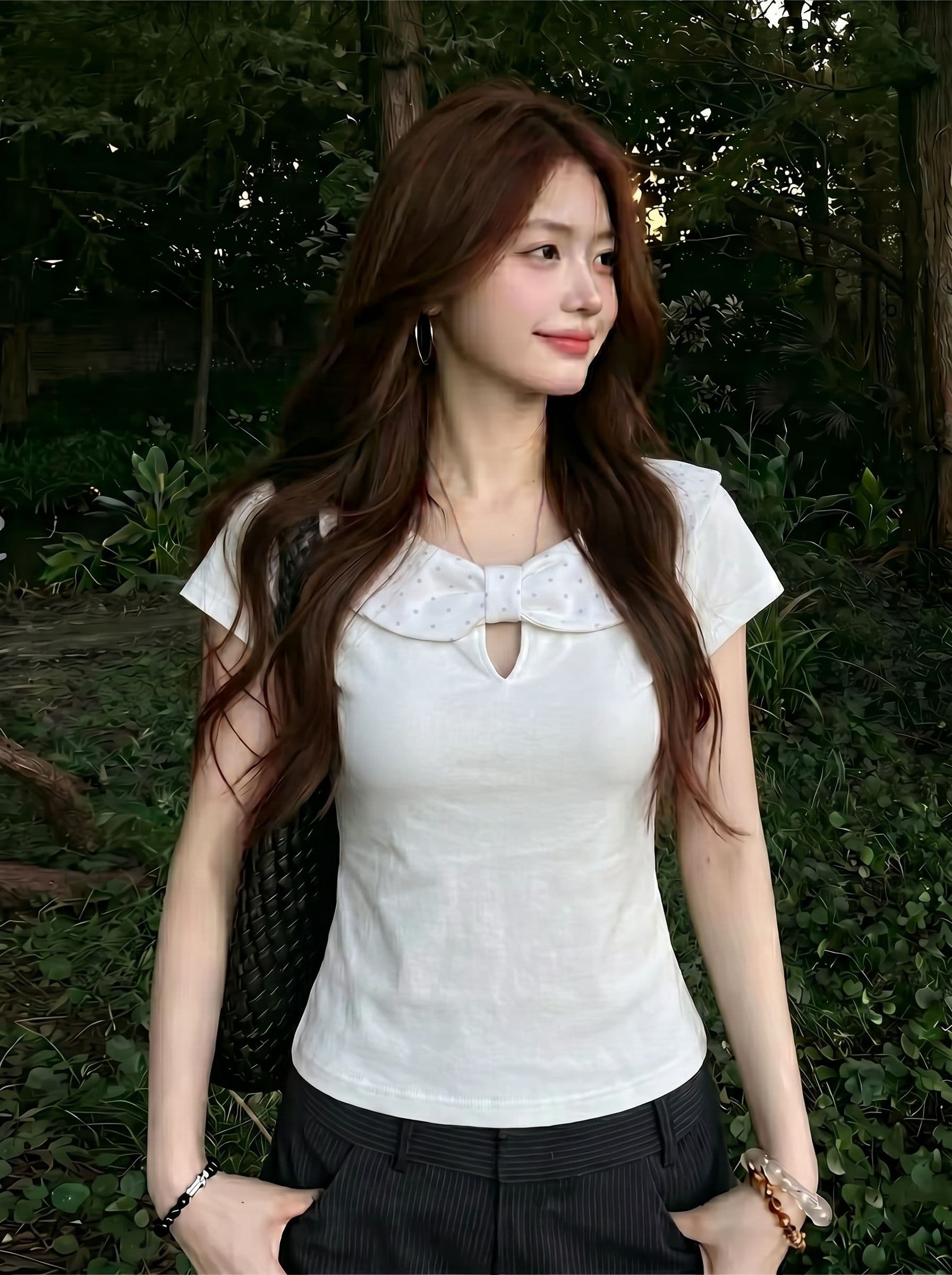 40 좋은 면 오스트리아 세대 서울 220 그램 한 부서 도트 무늬 베이비 칼라 반팔 여성 디자인 센스 맨위 상세 이미지 2