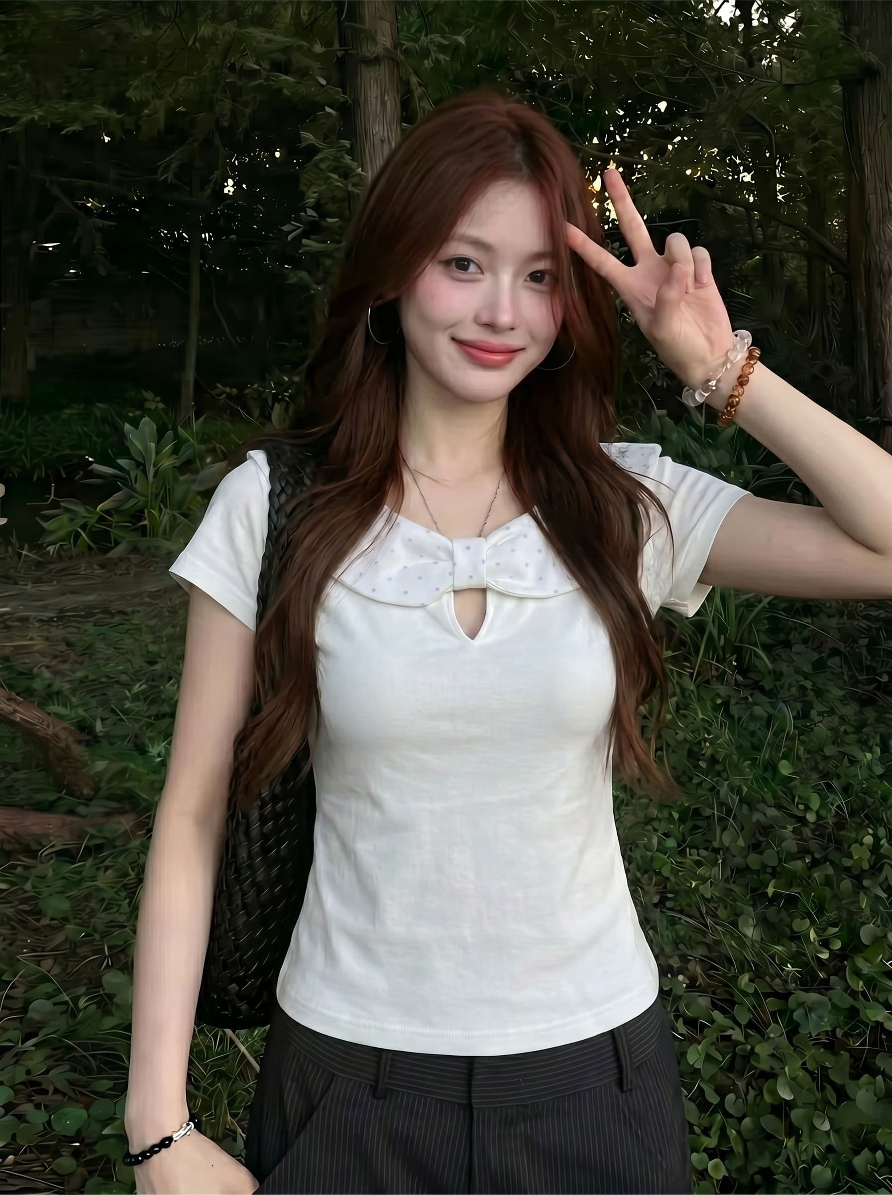 40 좋은 면 오스트리아 세대 서울 220 그램 한 부서 도트 무늬 베이비 칼라 반팔 여성 디자인 센스 맨위 상세 이미지 4