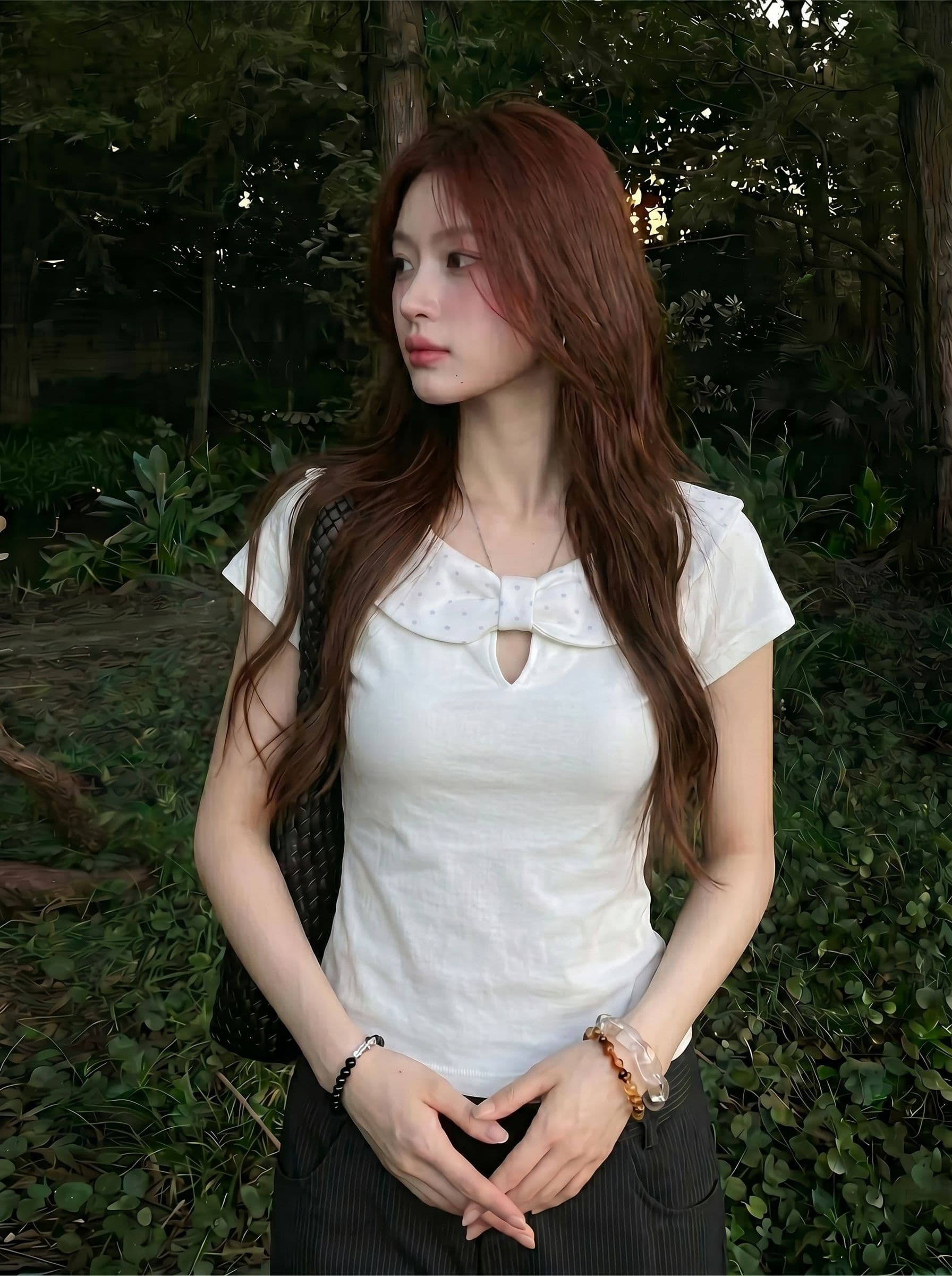 40 좋은 면 오스트리아 세대 서울 220 그램 한 부서 도트 무늬 베이비 칼라 반팔 여성 디자인 센스 맨위 상세 이미지 5