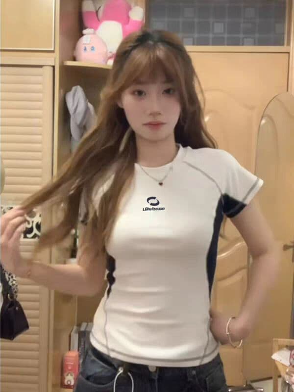 원본 솜씨 40 면 1 1 오스트리아 세대 서울 220 그램 아메리칸 조수 브랜드 명시적 스티치 패치워크 색상 반팔 이미지 2
