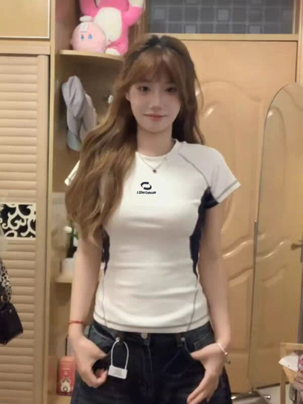 원본 솜씨 40 면 1 1 오스트리아 세대 서울 220 그램 아메리칸 조수 브랜드 명시적 스티치 패치워크 색상 반팔 이미지 4