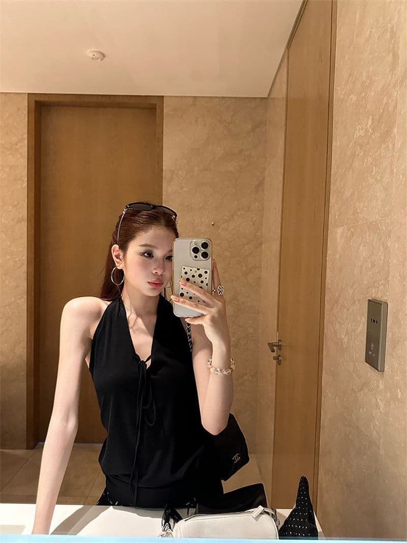 원본 것 사람들 면 커피 색상 레이스업 백리스 품격 행침 목 조끼 여름 다용도 chic 맨위 상세 이미지 12