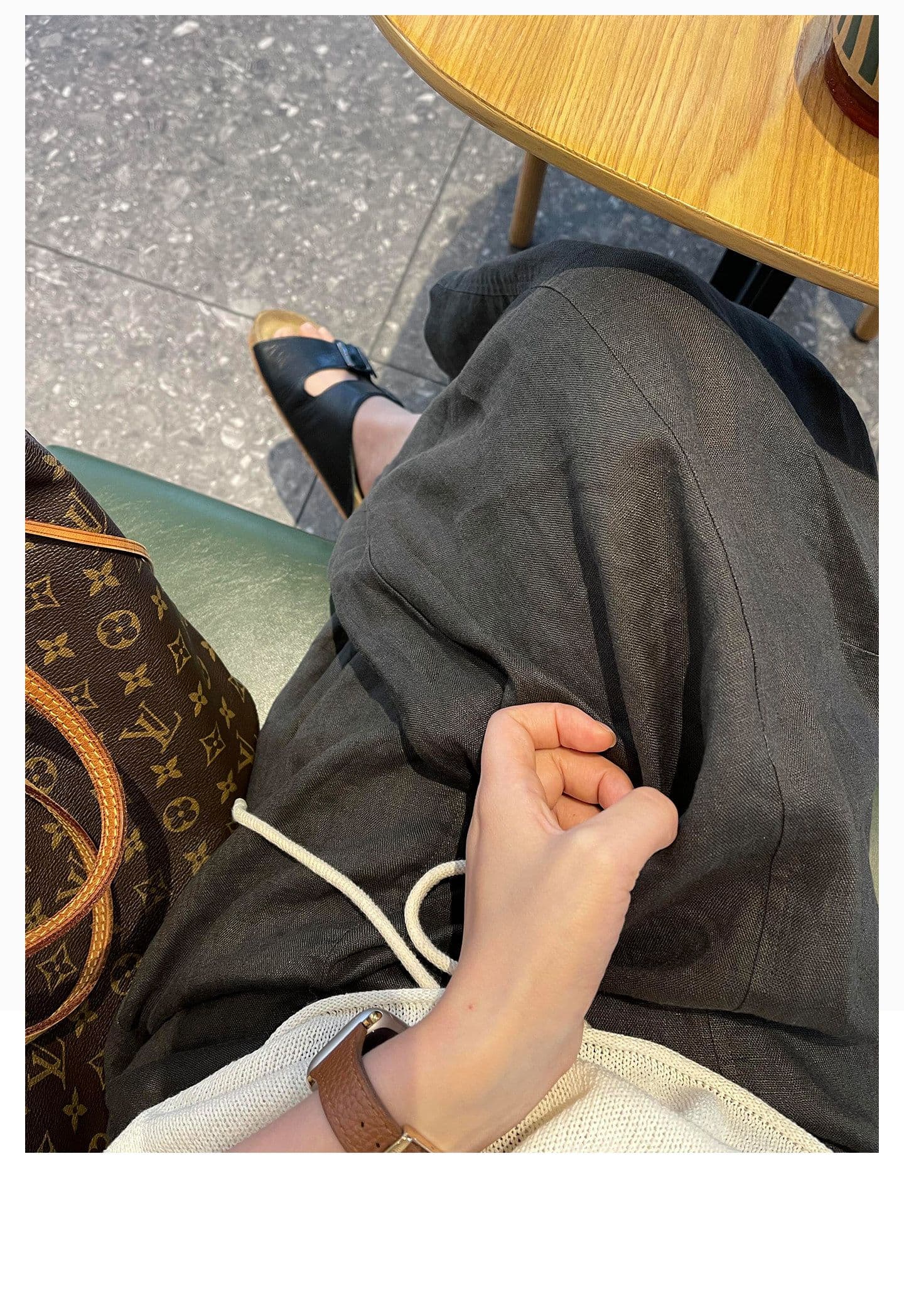 오래된 돈 바람 아마 와이드 레깅스 바지 봄 여름 얇은 스타일 빅 사이즈 지방 mm 느긋한 바람 하이웨이스트 루즈핏 모통이 칼 캐주얼 긴 바지 상세 이미지 8