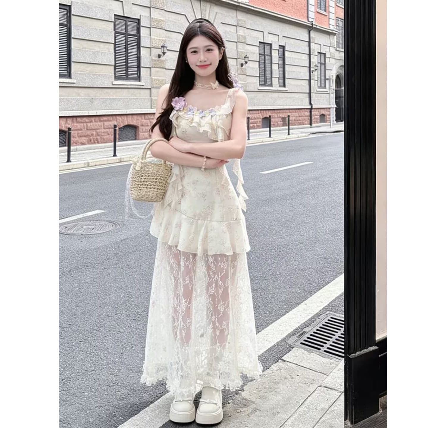 부드러운 바람 고유 한 슈퍼 잘 생긴 ~ 중 허리 수축 슬림해 보이는 요정 슬립 드레스 해변가 휴가 바람 드레스 2026 여름 상세 이미지 8