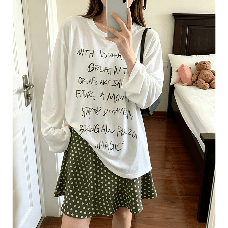 180 그램 아마 눈꽃 긴팔 티셔츠 태양 보호 셔츠 기본 셔츠 블라우스 통기성 루즈핏 상세 이미지 6