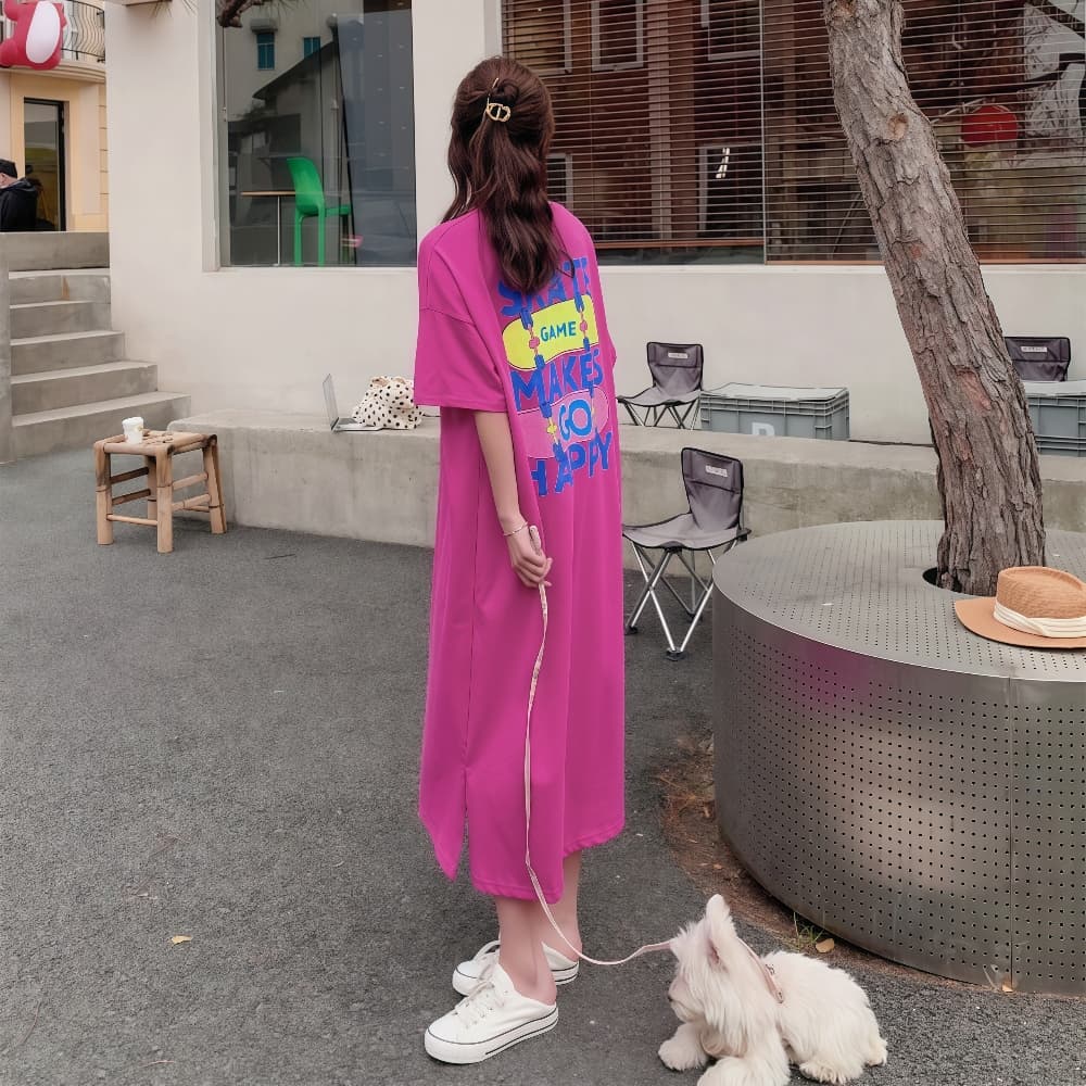 마이크로 지방 여성 의류 슬림해 보이는 연령 감소 표지 고기 빅 사이즈 드레스 여름 지방 mm 순면 루즈핏 스트레이트 롱 스커트 상세 이미지 36