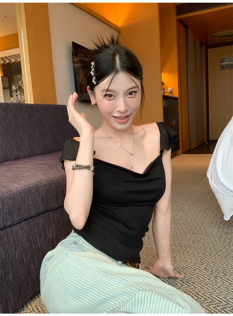 경관 그림 사람들 면 260 그램 순수한 욕망 바람 흔들다 칼라 망사 작은 날다 소매 반팔 티셔츠 여름 몸매 가꾸기 다용도 맨위 상세 이미지 15