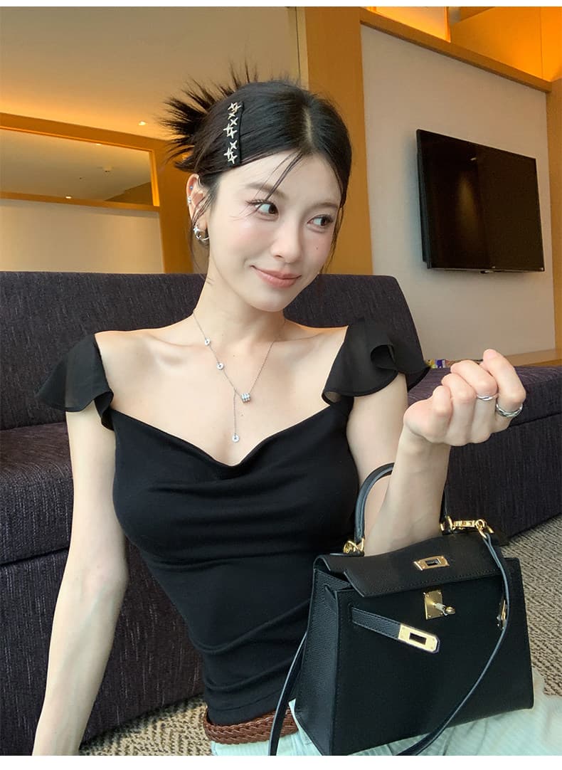 경관 그림 사람들 면 260 그램 순수한 욕망 바람 흔들다 칼라 망사 작은 날다 소매 반팔 티셔츠 여름 몸매 가꾸기 다용도 맨위 상세 이미지 17