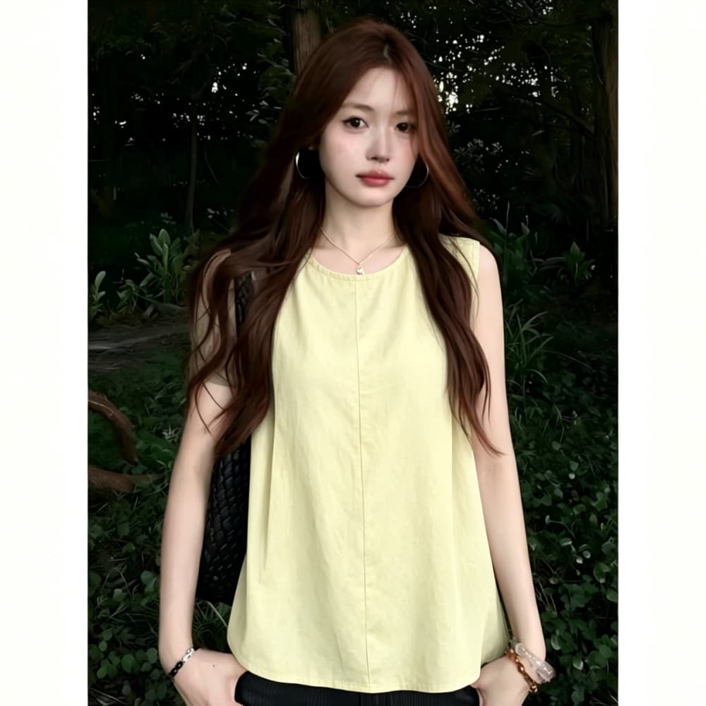 프랑스식 나비 넥타이 민소매 여성 셔츠 여름 2026 새로운 품격 슬림해 보이는 루즈핏 연령 감소 작은 셔츠 맨위 상세 이미지 4