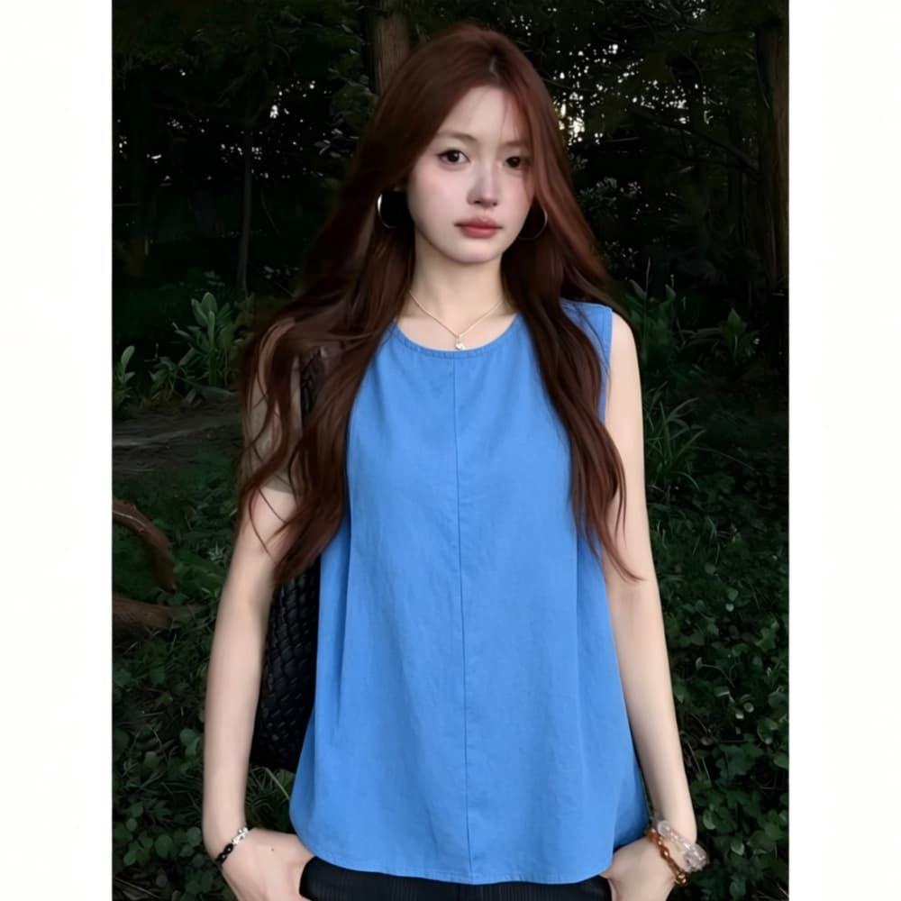 프랑스식 나비 넥타이 민소매 여성 셔츠 여름 2026 새로운 품격 슬림해 보이는 루즈핏 연령 감소 작은 셔츠 맨위 상세 이미지 6