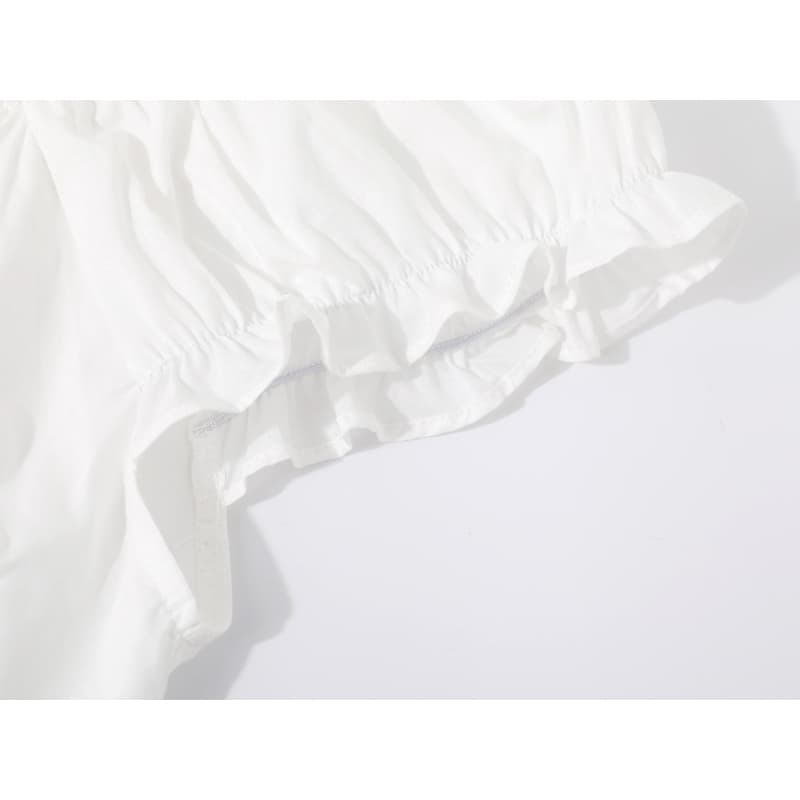 학원 스타일 연령 감소 레이스 레이스 디자인 반팔 화이트 여성 셔츠 여름 새로운 한 부서 달콤함 몸매 가꾸기 맨위 상세 이미지 15
