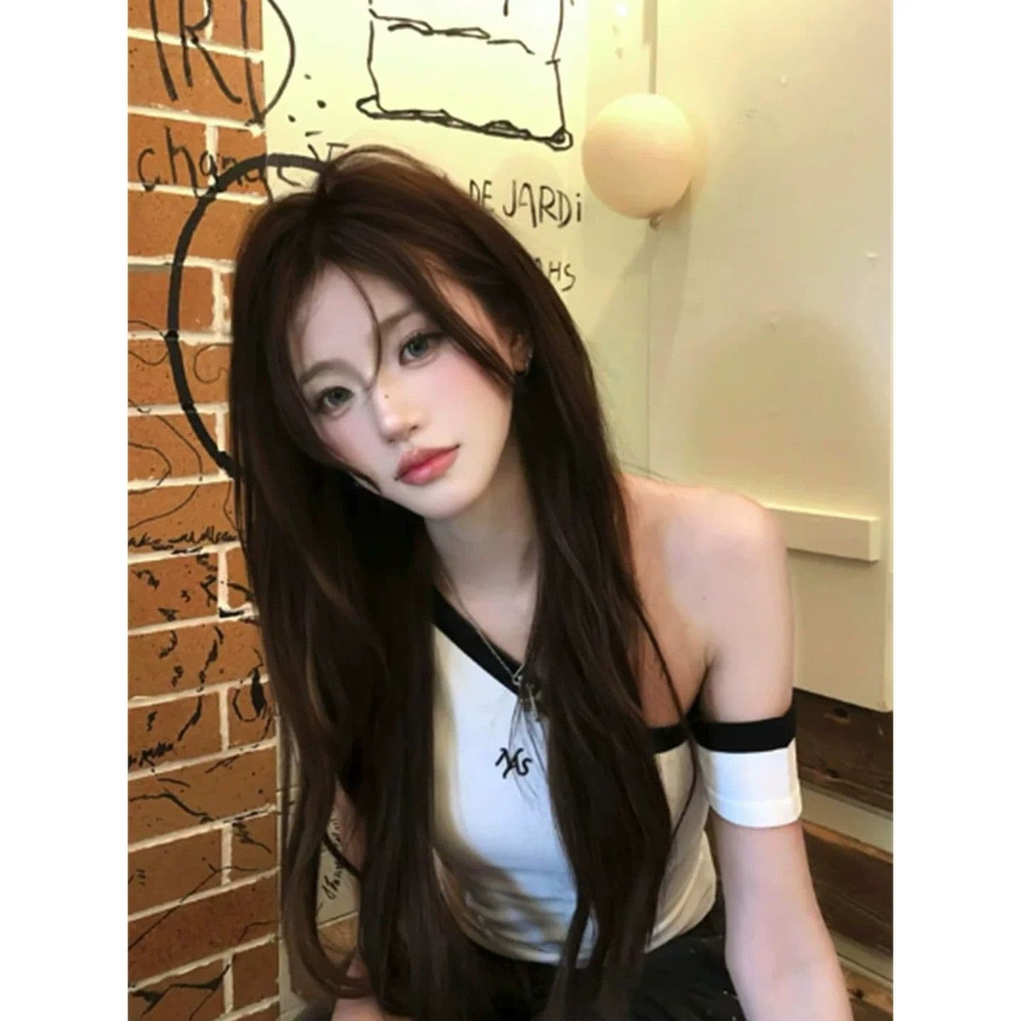 40 순면 한 부서 순수한 욕망 핫걸 바람이 아닙니다. 대칭 오프숄더 반팔 티셔츠 여성 여름 몸매 가꾸기 슬림해 보이는 디자인 센스 이미지 2