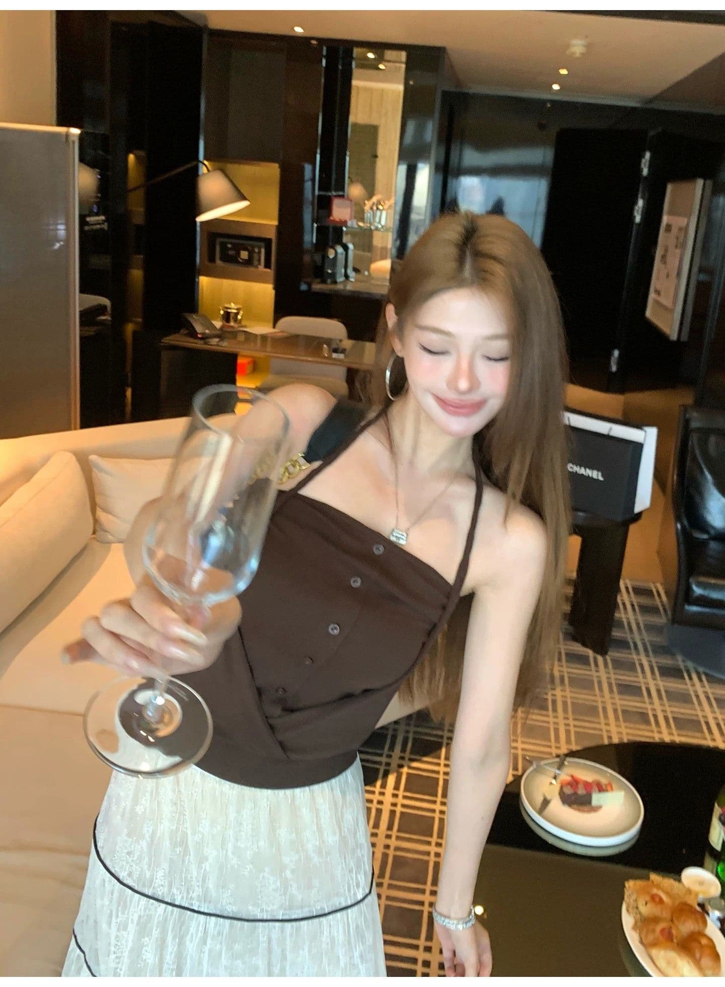 260 그램 사람들 면 행침 목 스타일 페이크 레이어드 튜브탑 캐미솔 핫걸 로드 중 여름 디자인 센스 작은 대중 맨위 상세 이미지 5