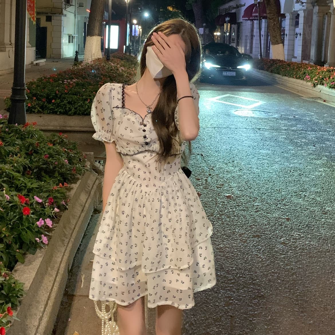 누출 뒤로 나비 매듭 여성 드레스 여름 작은 키 프랑스식 달콤한 매운맛 바람 이슬 허리 꽃무늬 치마 디자인 센스 작은 대중 이미지 2