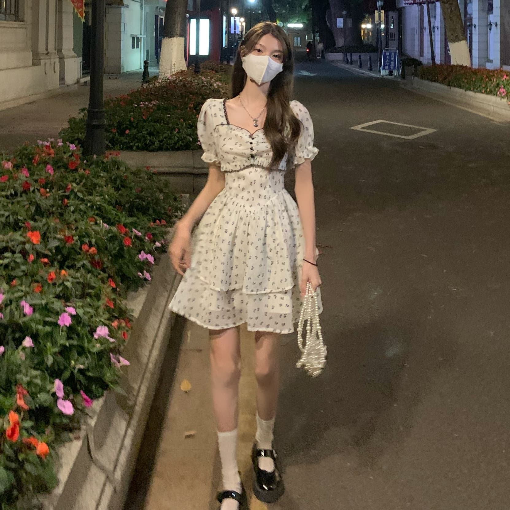 누출 뒤로 나비 매듭 여성 드레스 여름 작은 키 프랑스식 달콤한 매운맛 바람 이슬 허리 꽃무늬 치마 디자인 센스 작은 대중 상세 이미지 9