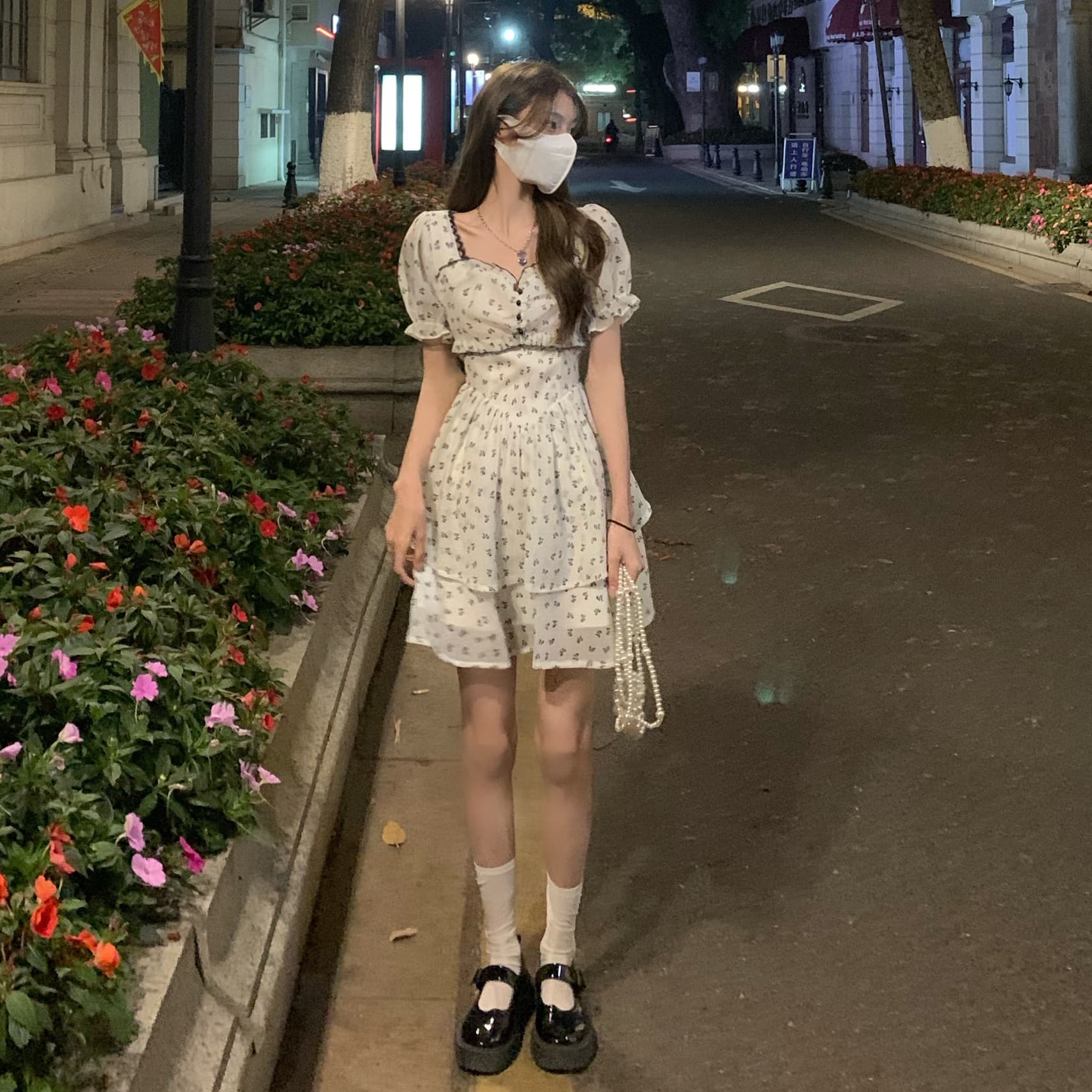 누출 뒤로 나비 매듭 여성 드레스 여름 작은 키 프랑스식 달콤한 매운맛 바람 이슬 허리 꽃무늬 치마 디자인 센스 작은 대중 상세 이미지 14