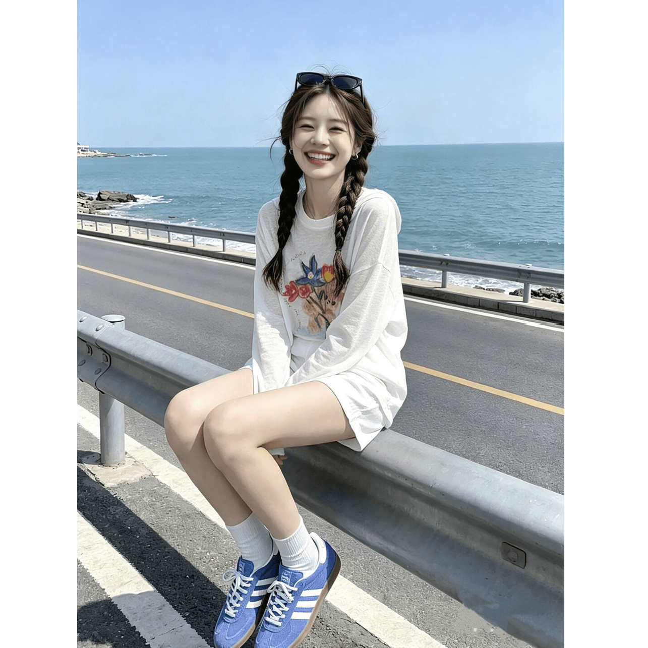 라이 경기 서울 주간 실크 블라우스 여성 마이크로 ~을 통해 얇은 스타일 꽃 화이트 느긋한 바람 긴팔 티셔츠 여름 에어컨 셔츠 맨위 이미지 4