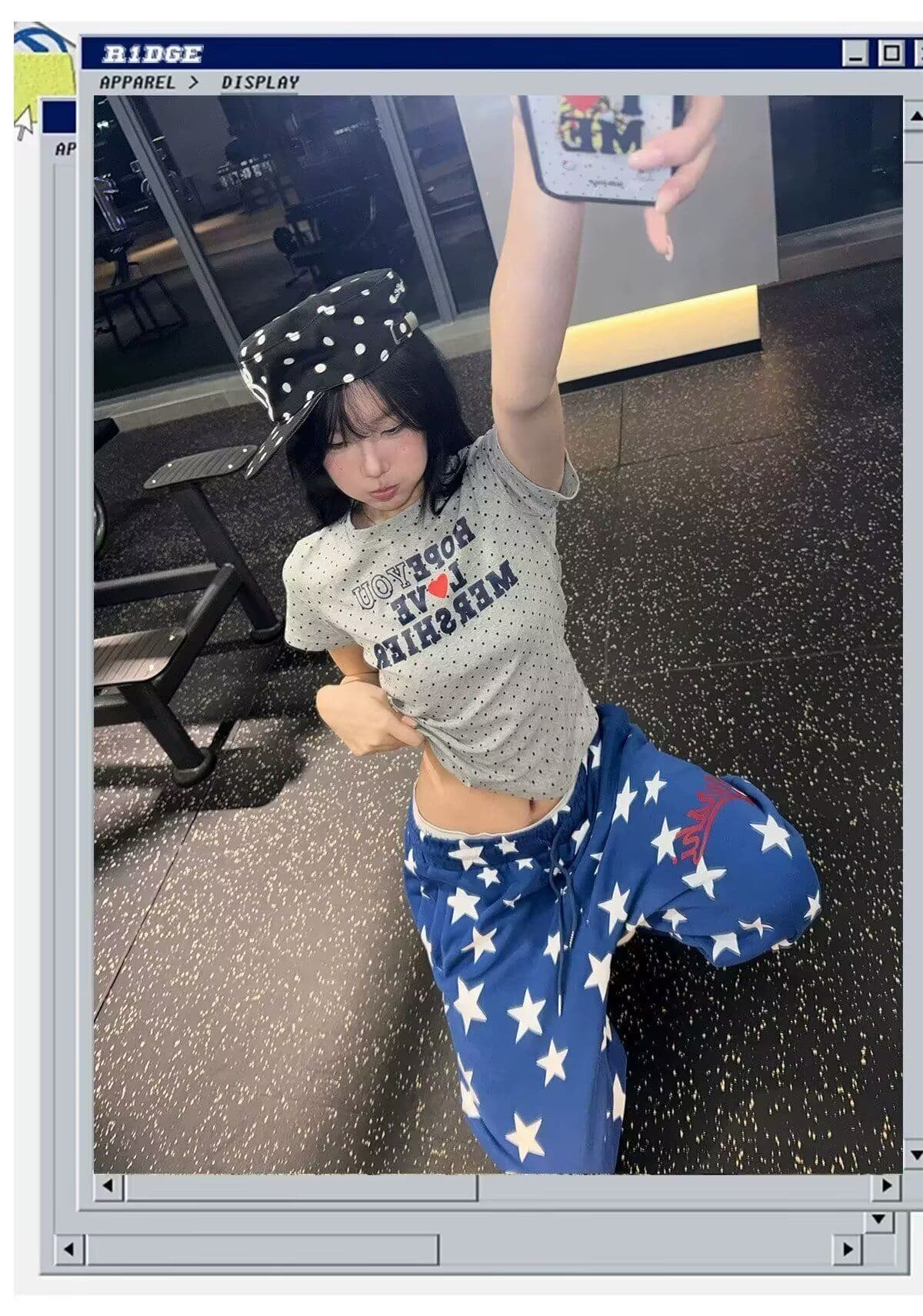 아메리칸 레트로 별 전체 인쇄 와이드 레깅스 바지 하이웨이스트 루즈핏 춤추기 운동 바지 느긋한 캐주얼 긴 바지 상세 이미지 3