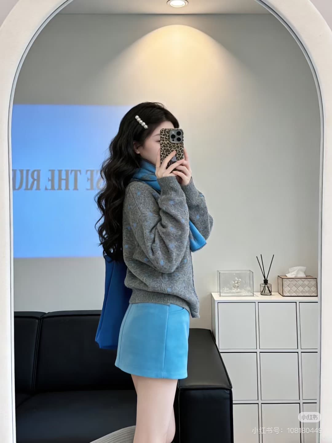 한 부서 부드러운 바람 도트 무늬 니트 오픈 가디건 스카프 두 조각 여성 세트 가을 겨울 새로운 작은 키 슬림해 보이는 스웨터 코트 상세 이미지 2
