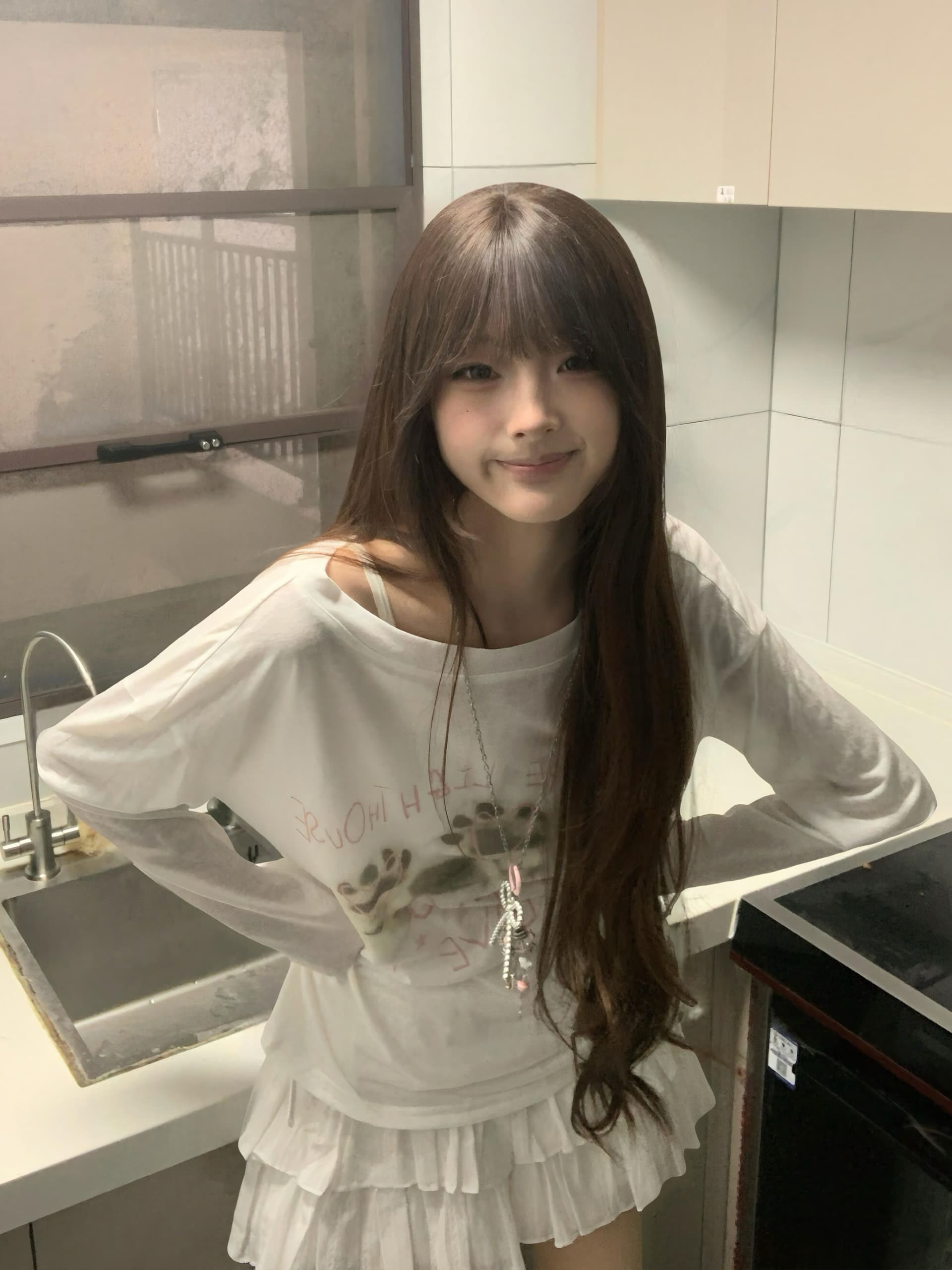 아메리칸 느긋한 바람 비스듬한 어깨 펌프 로프 긴팔 여성 여름 오프숄더 개 클로 프린트 루즈핏 자외선 차단 블라우스 마이크로 ~을 통해 의류 상세 이미지 7