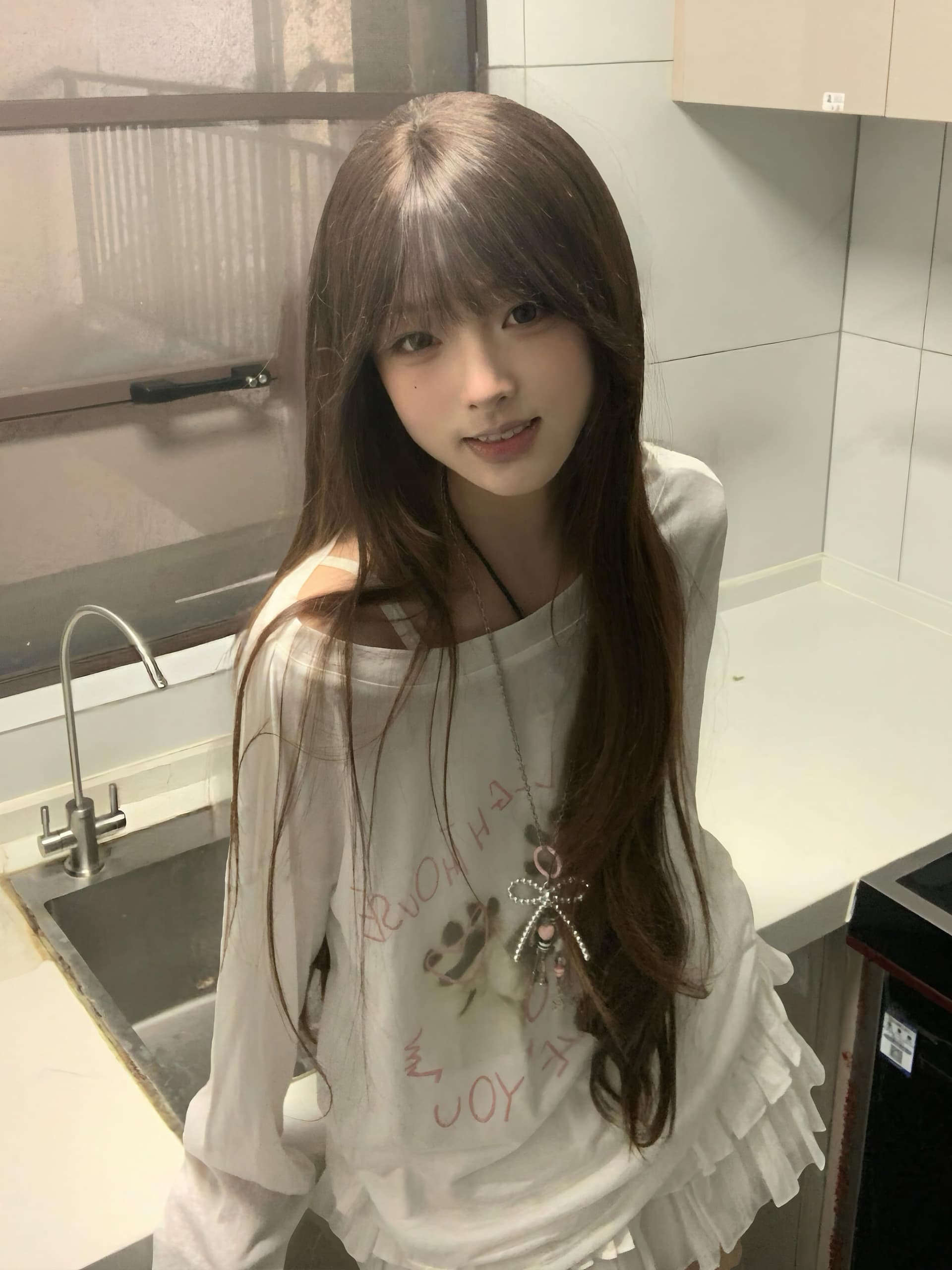 아메리칸 느긋한 바람 비스듬한 어깨 펌프 로프 긴팔 여성 여름 오프숄더 개 클로 프린트 루즈핏 자외선 차단 블라우스 마이크로 ~을 통해 의류 상세 이미지 8