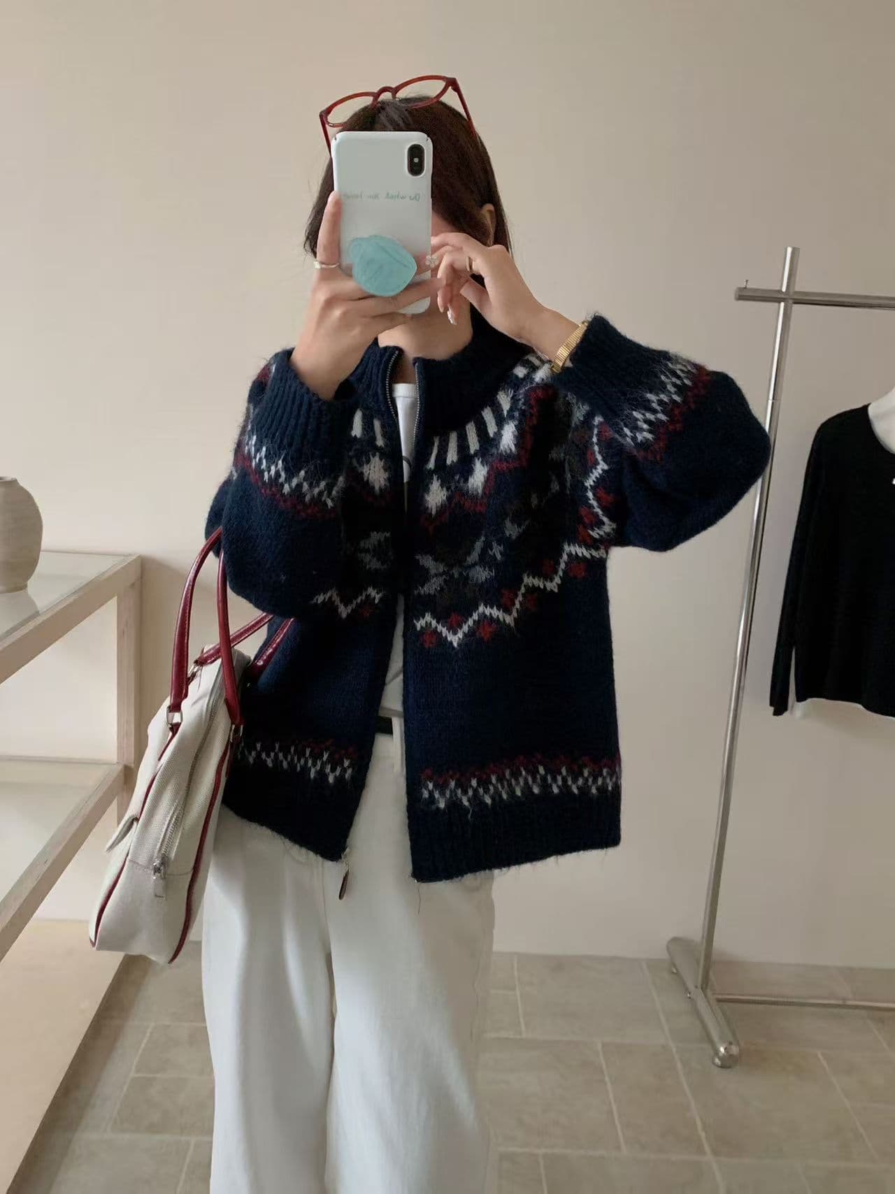 blueberry 한 부서 부드러운 바람 풀오버 여름 싱글 착용 루즈핏 슬림해 보이는 달콤함 작은 대중 디자인 섹션 니트 맨위 이미지 3