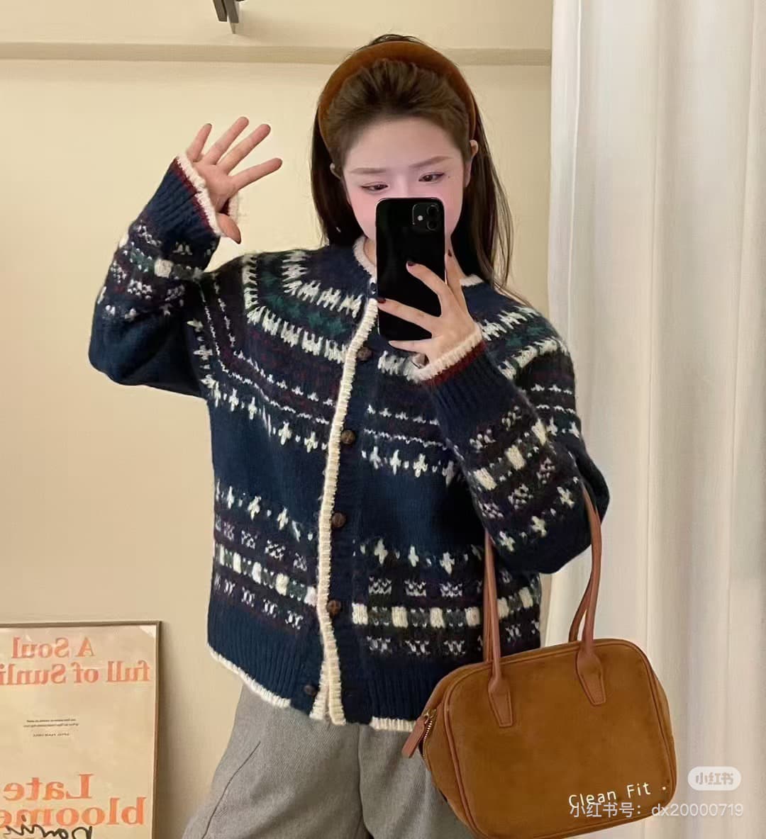 한 부서 공정한 섬 스웨터 오픈 가디건 여성 의류 가을 겨울철 2025 새로운 디자인 센스 외출용 두꺼운 양모 고대 재킷 상세 이미지 3