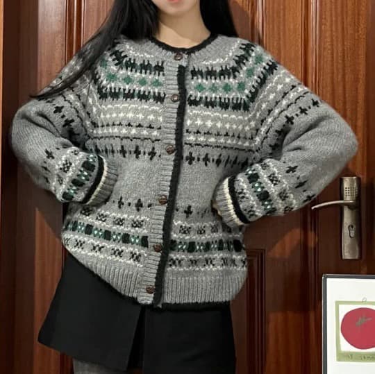 한 부서 공정한 섬 스웨터 오픈 가디건 여성 의류 가을 겨울철 2025 새로운 디자인 센스 외출용 두꺼운 양모 고대 재킷 상세 이미지 6