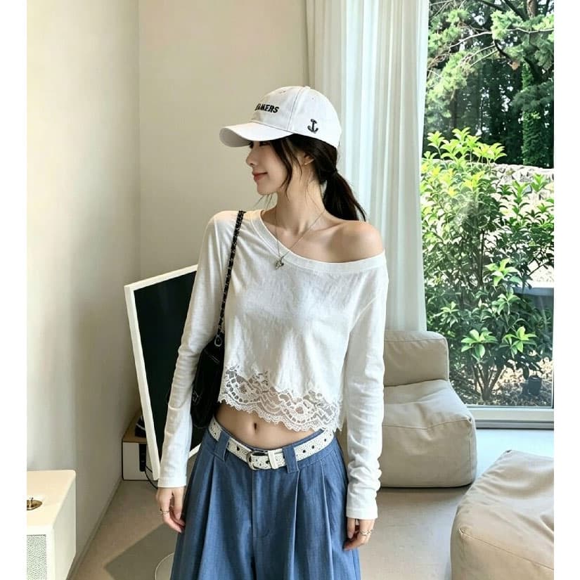 레이스 조각 화이트 긴팔 티셔츠 여성 여름 외부 가져 가라. 얇은 스타일 자외선 차단 블라우스 고유 한 아름다운 쇼트 스타일 에어컨 셔츠 상세 이미지 5