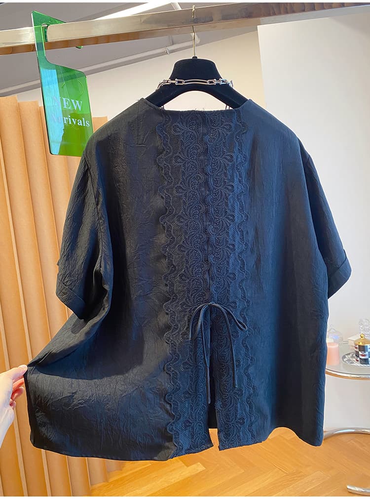 정가 원본 원단 특별 빅 사이즈 200 kg 루즈핏 고유 한 Chic 레이스 조각 차가운 센스 맨위 상세 이미지 18